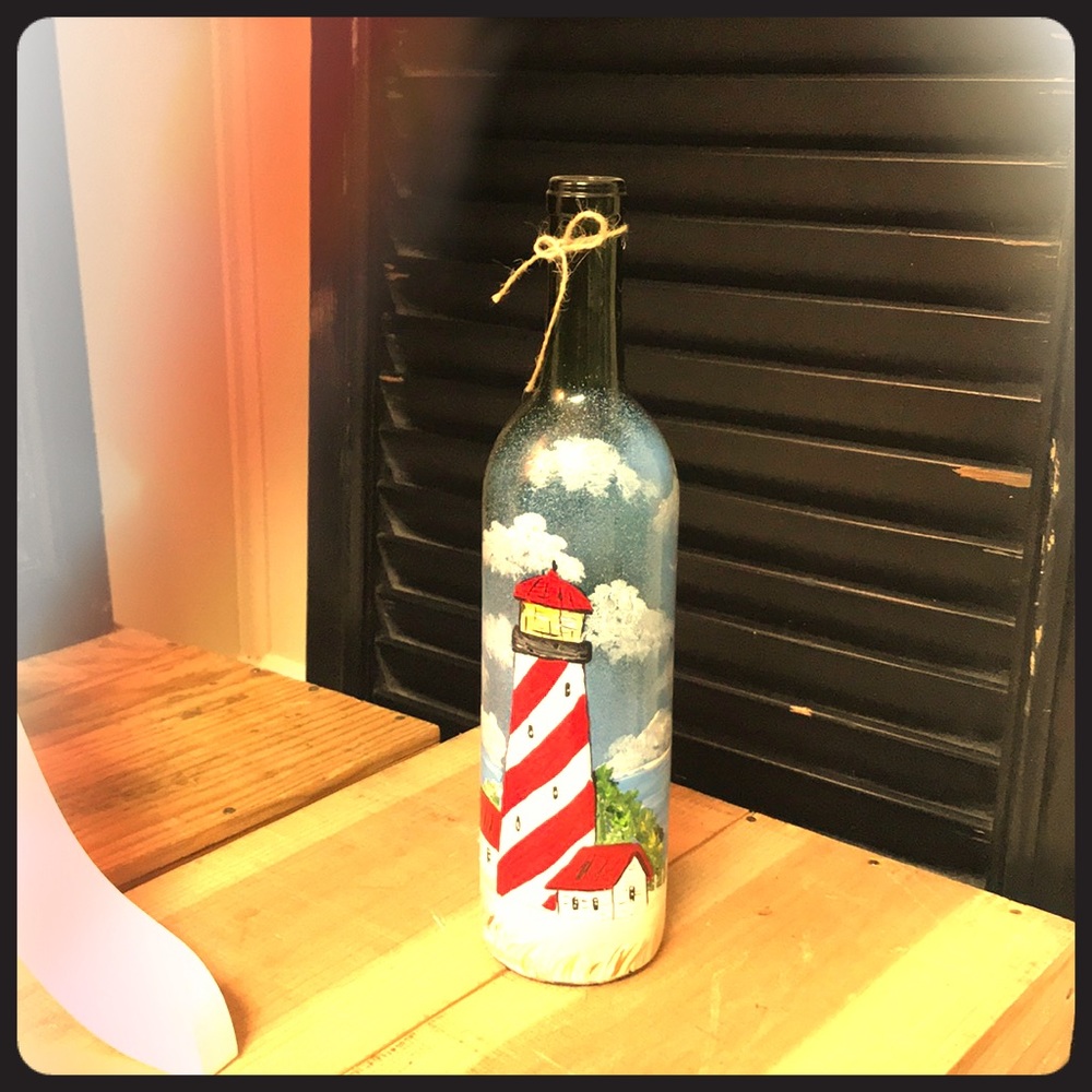 Janice Palmer Lighthouse on bottle art